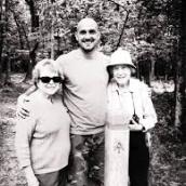 Ben Montgomery, author, with Louise (L) and Lucy (R) "Gatewood." On the trail.